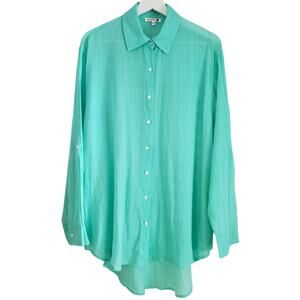 SUNDRY 100% Cotton Destination LS Button Up Shirt Light Green Women's 1/Small
